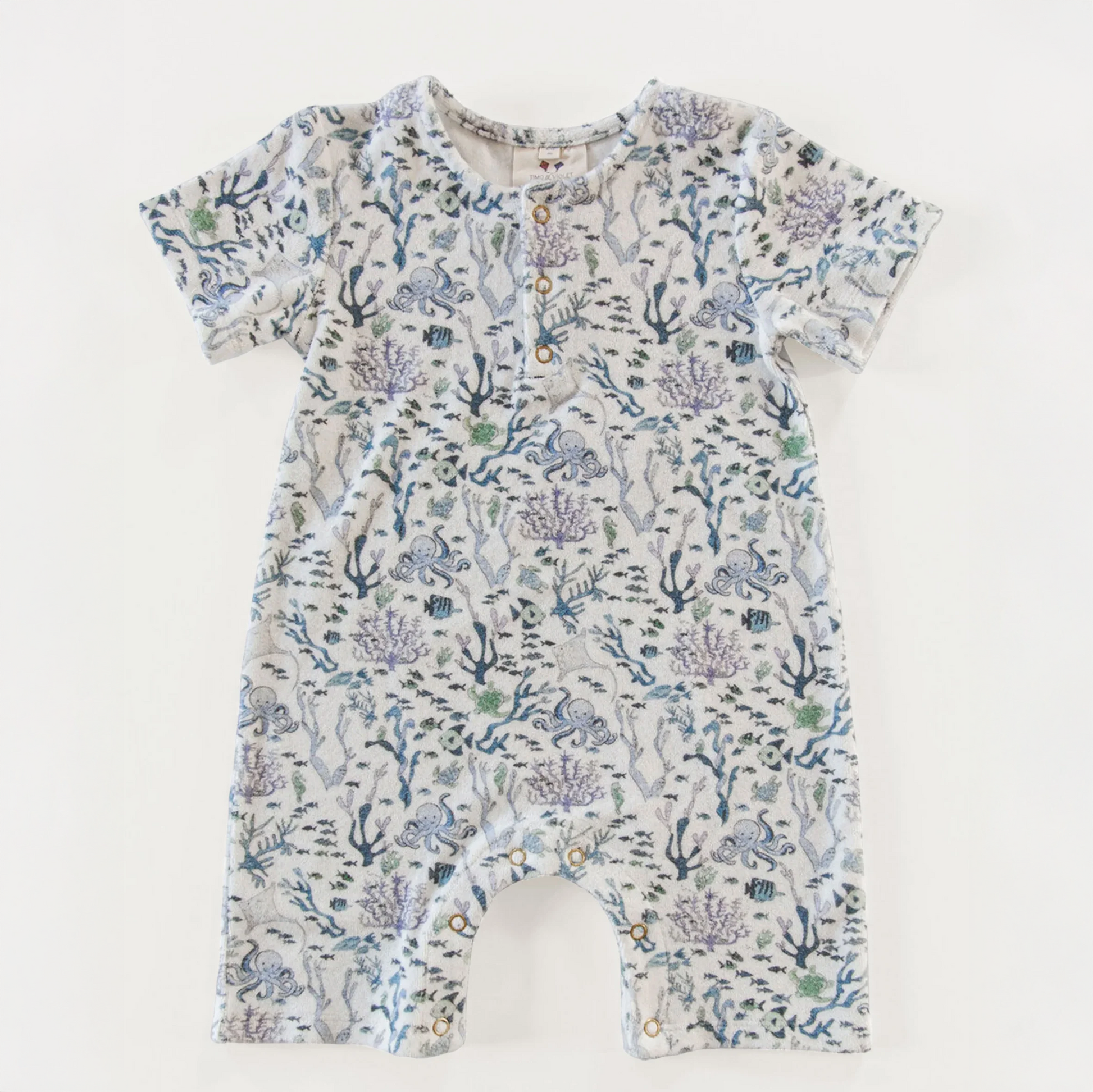 Walker Terry Romper - Coral Reef