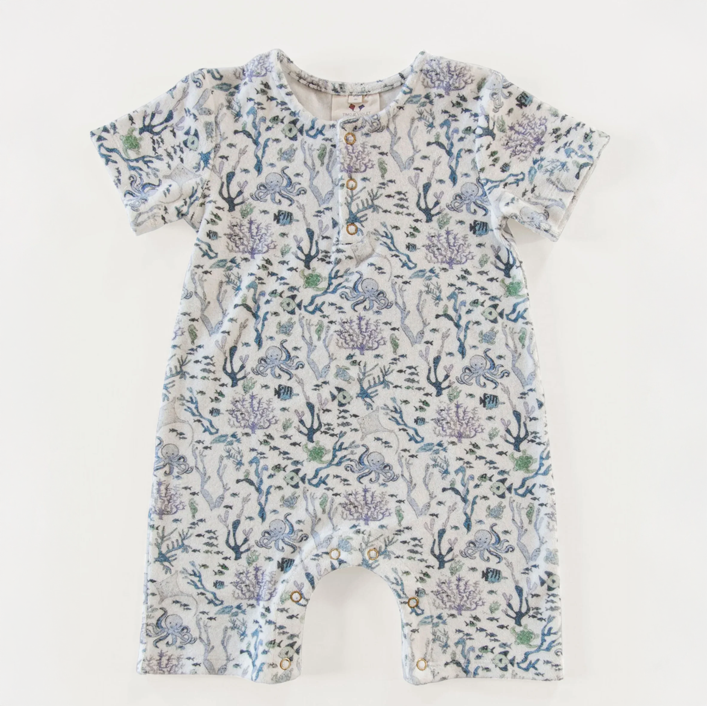 Walker Terry Romper - Coral Reef