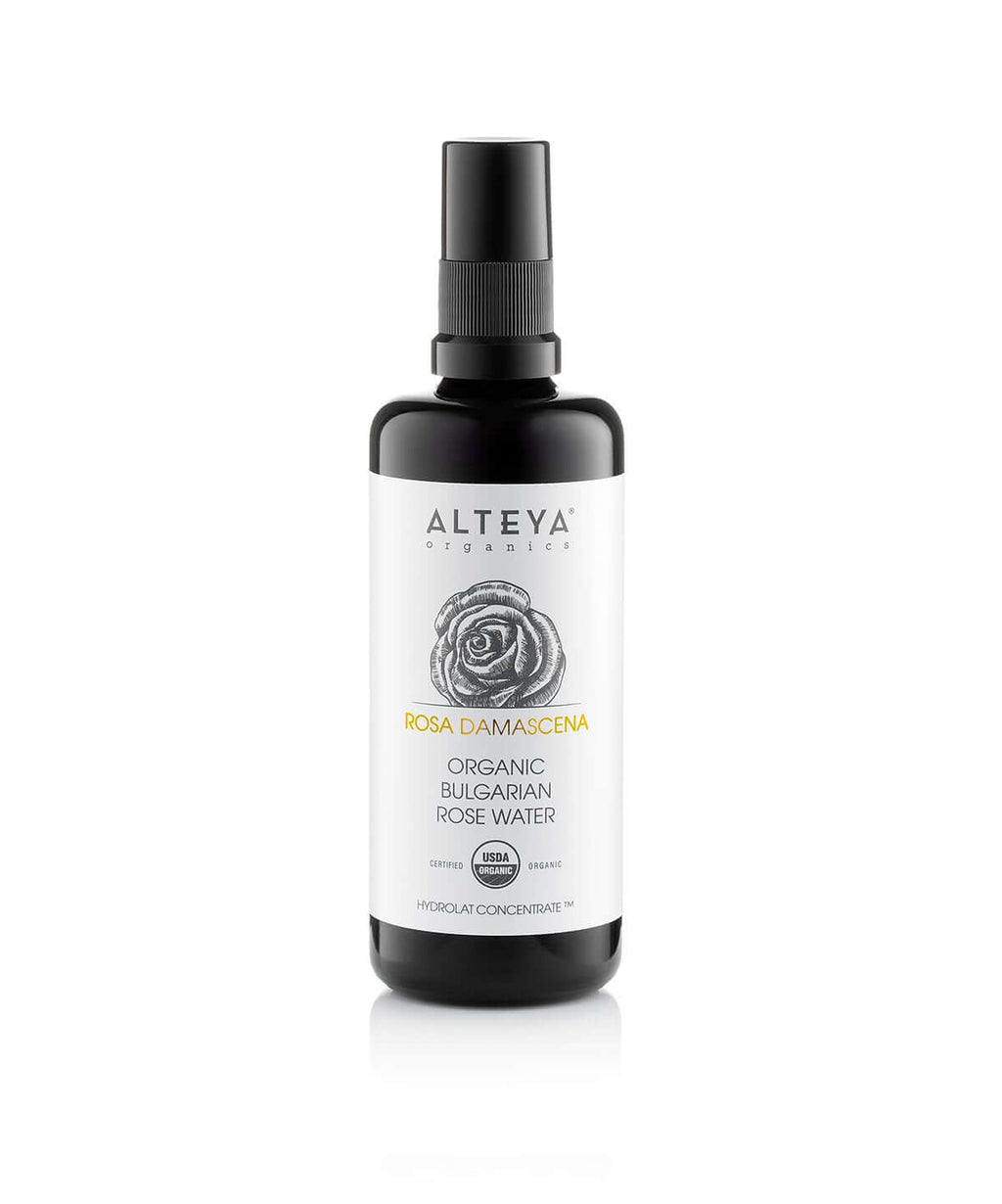 Alteya's Organic Toner Mist 3.4 Fl Oz - Rose Water Violet Glass