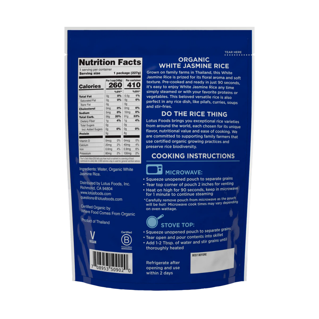 Organic White Jasmine Rice Heat & Eat Pouch