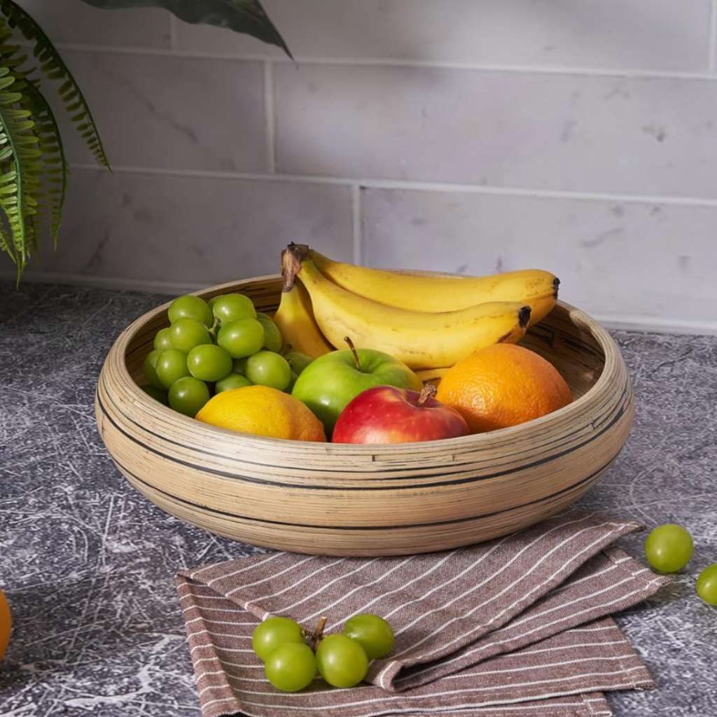 Bamboo Fruit Bowl & Home Decor Bowl (Dark Natural)