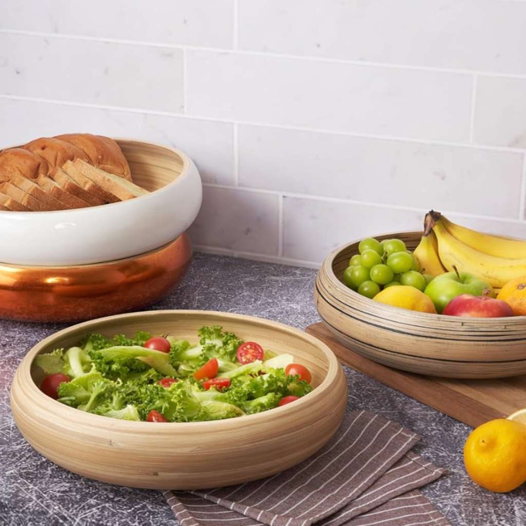 Bamboo Fruit Bowl & Home Decor Bowl (Dark Natural)