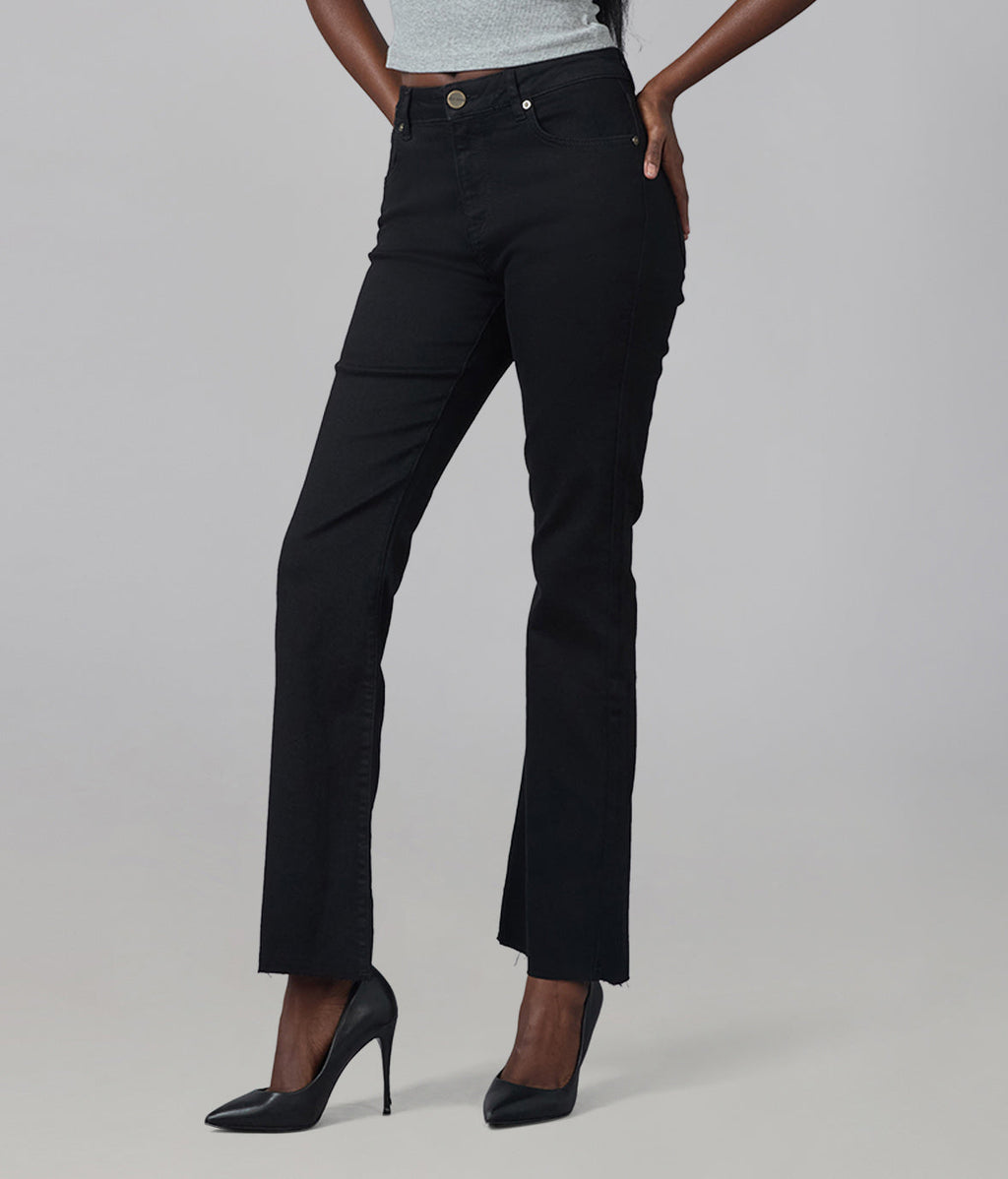 BILLIE-BLK High Rise Bootcut Jeans