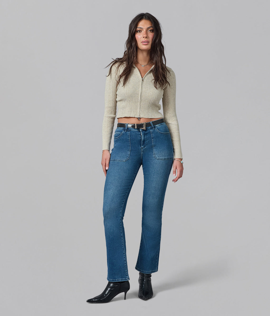 BILLIE-DIS2 High Rise Bootcut Jeans