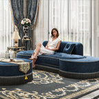 Blue-Silver Dream Velvet Throne
