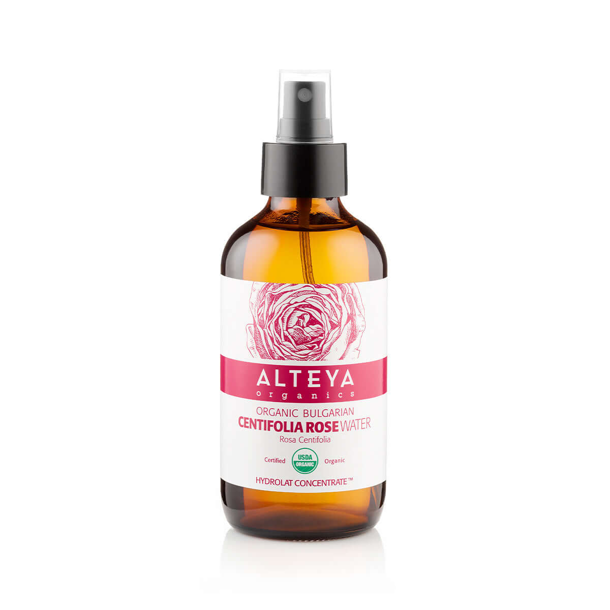 Bulgarian Organic Centifolia Rose Water – Amber Glass Bottle