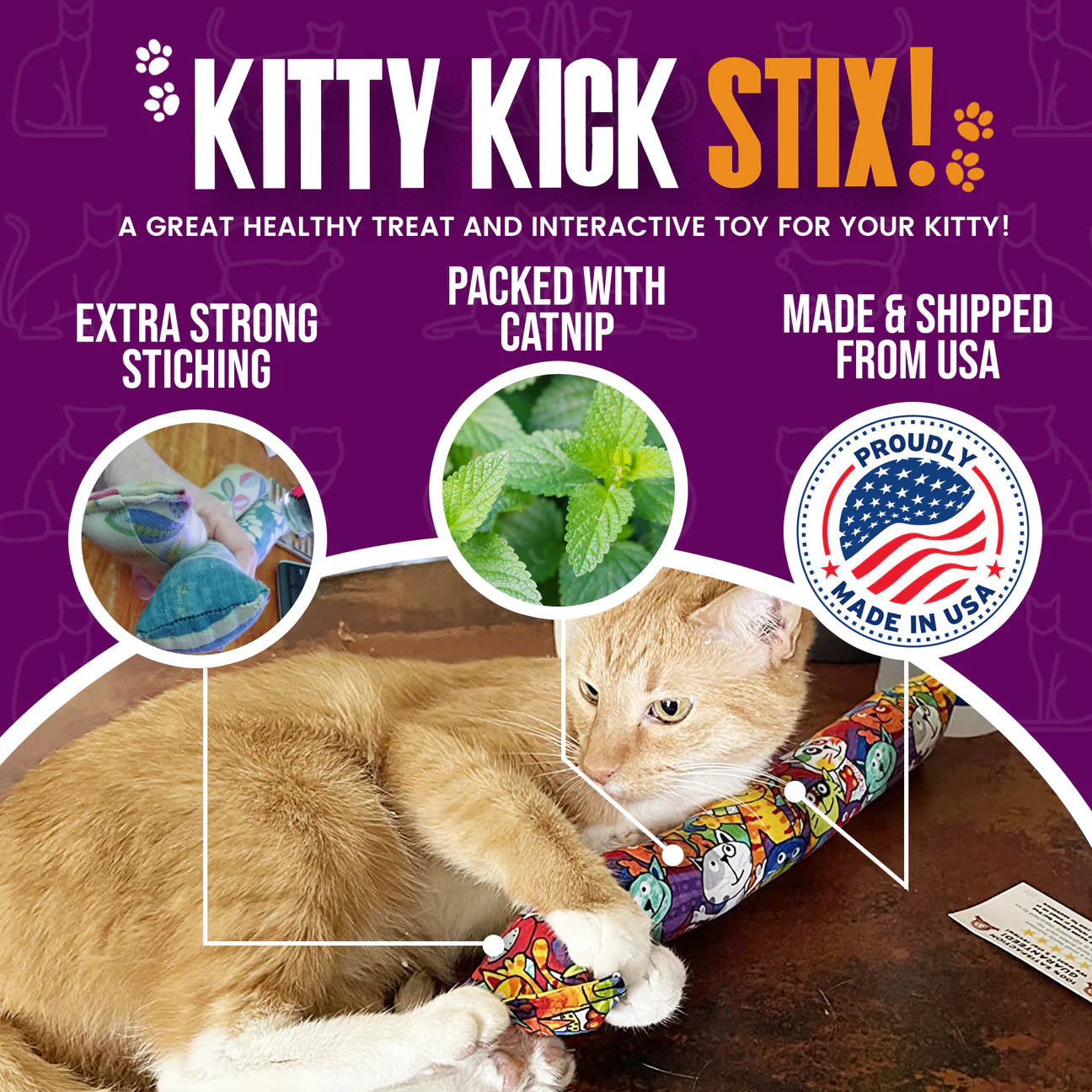 15" Kick Stix Organic Catnip Cat Toy