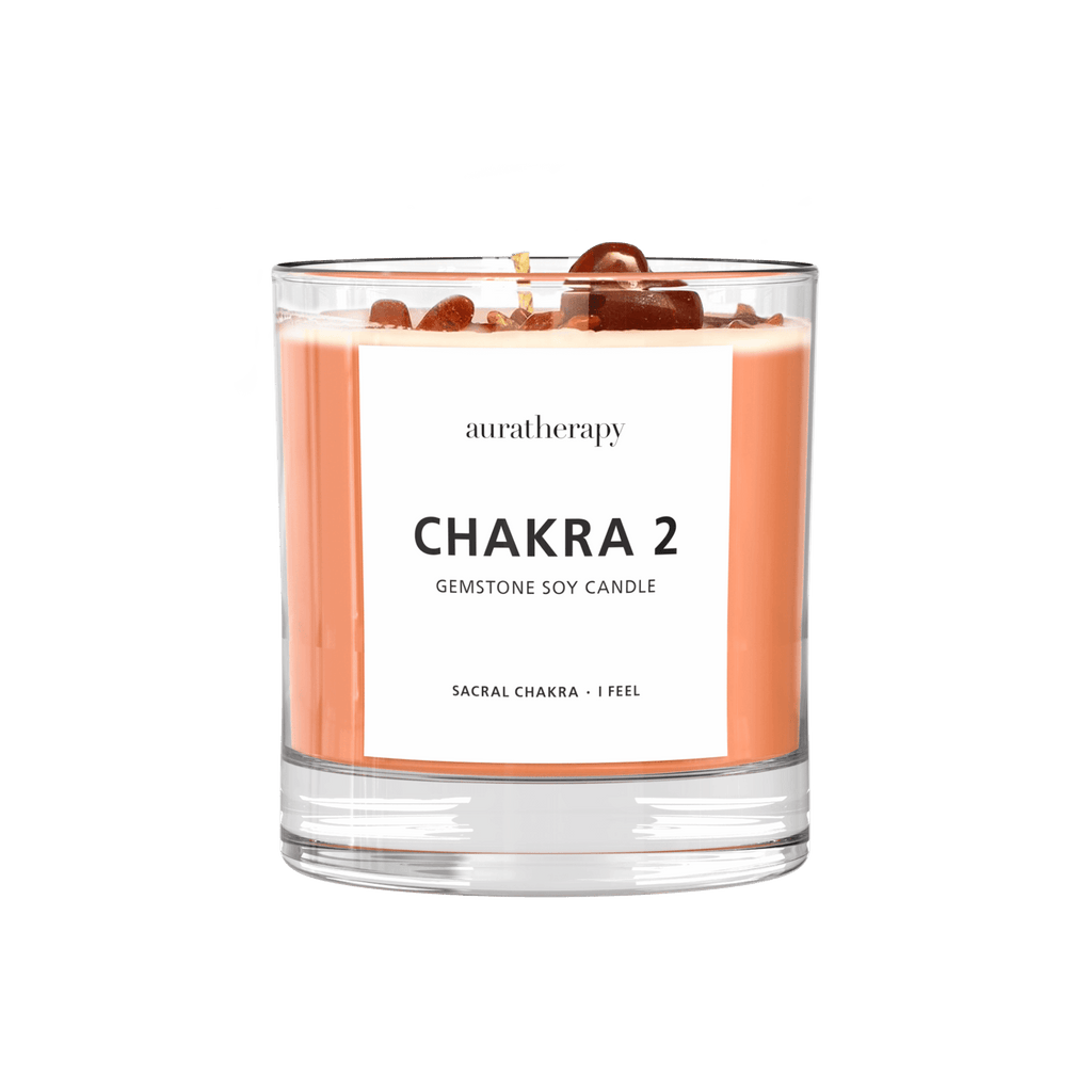Chakra 2 Sunstone Gemstone Candle