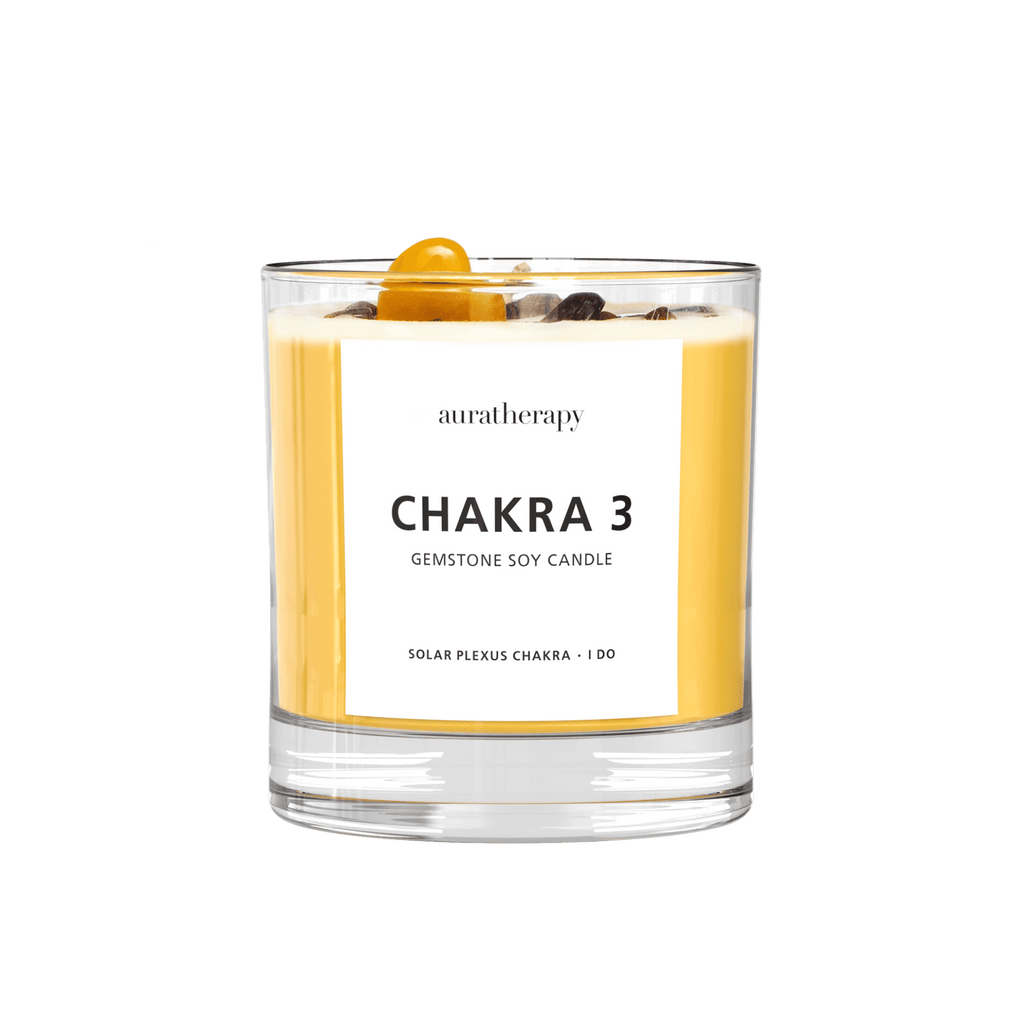 Chakra 3 Tiger Eye Gemstone Candle