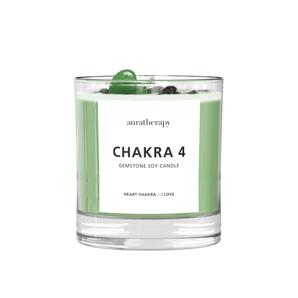 Chakra 4 Aventurine Gemstone Candle