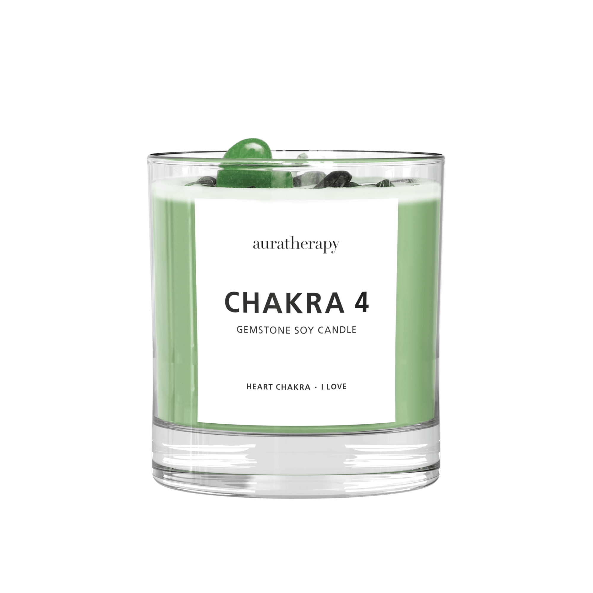 Chakra 4 Aventurine Gemstone Candle