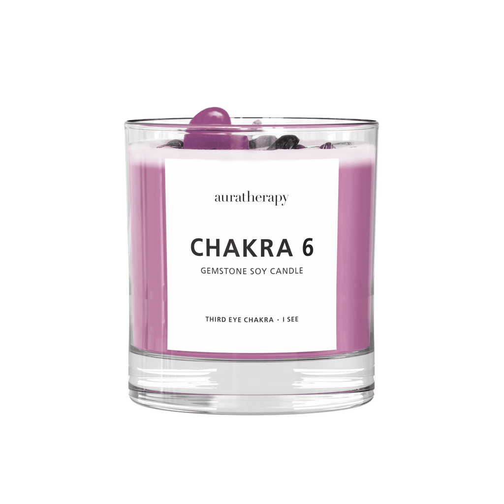 Chakra 6 Amethyst & Tourmaline Gemstone Candle