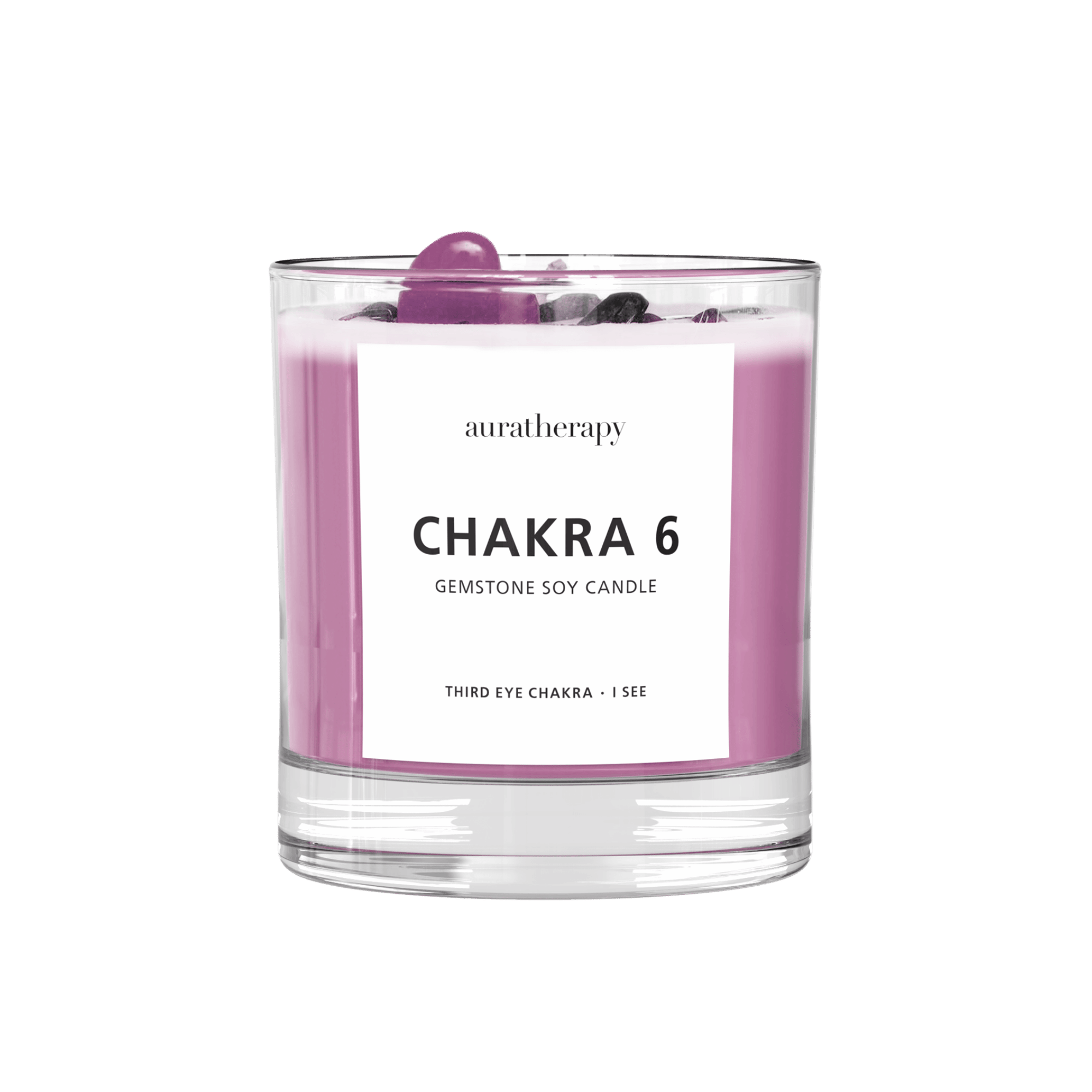 Chakra 6 Amethyst & Tourmaline Gemstone Candle