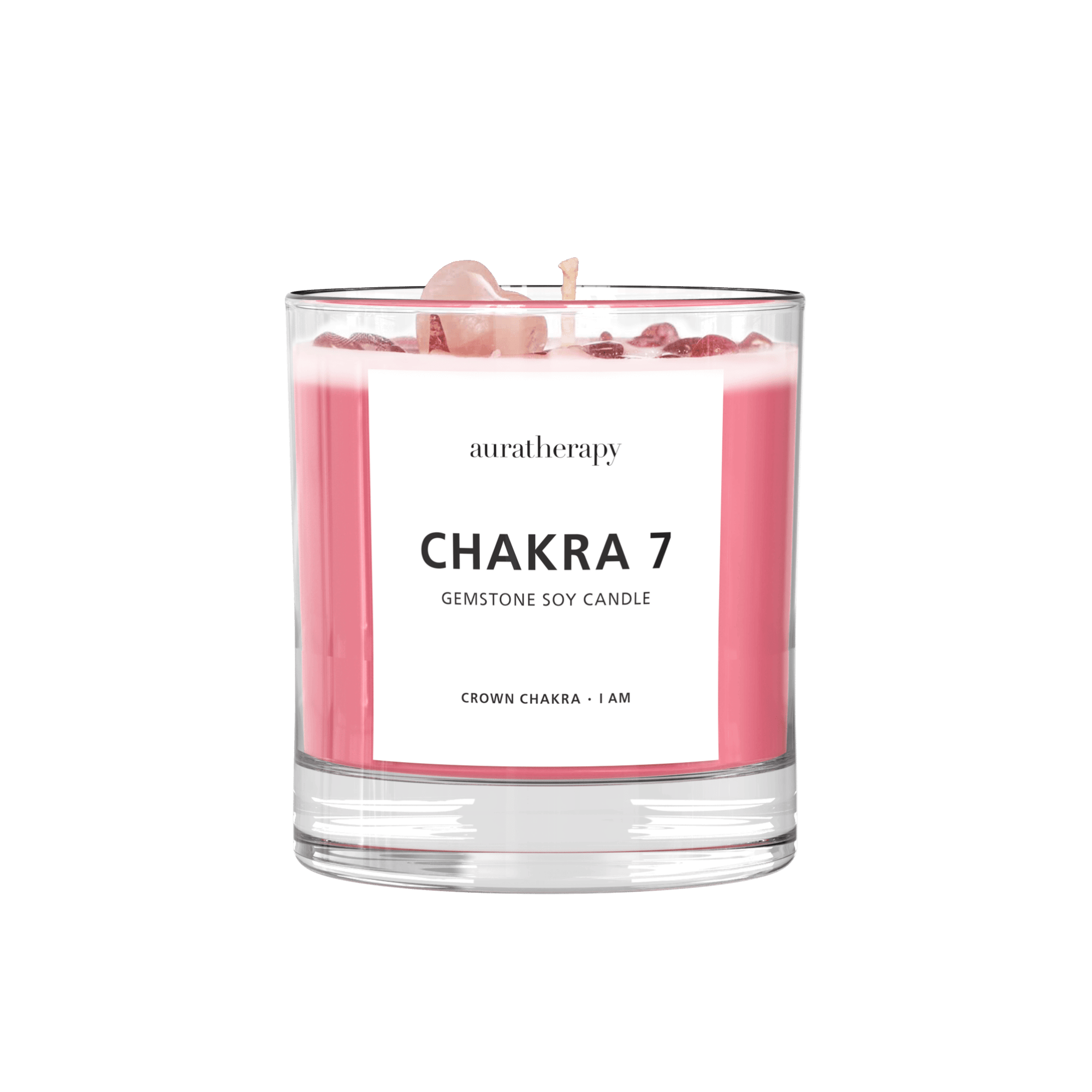 Chakra 7 Strawberry Quartz Gemstone Candle