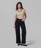COLETTE-BLK High Rise Wide Leg Jeans 31" Inseam