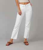 DENVER-WHT High Rise Straight Jeans