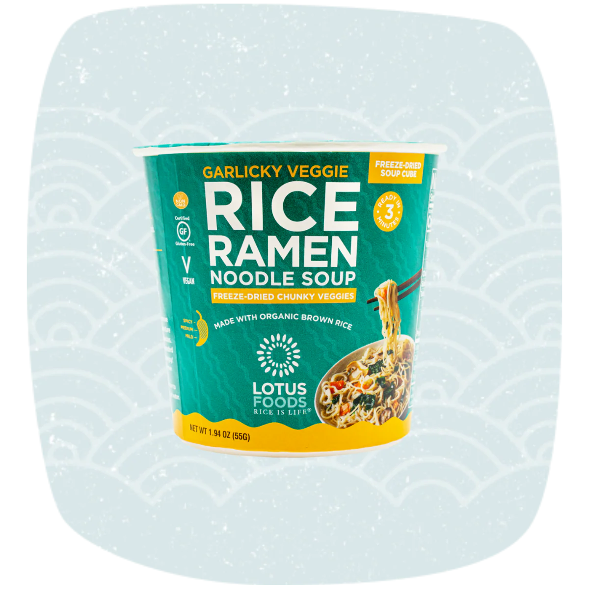 Garlicky Veggie Rice Ramen Noodle Soup with Freeze-Dried Chunky Veggies