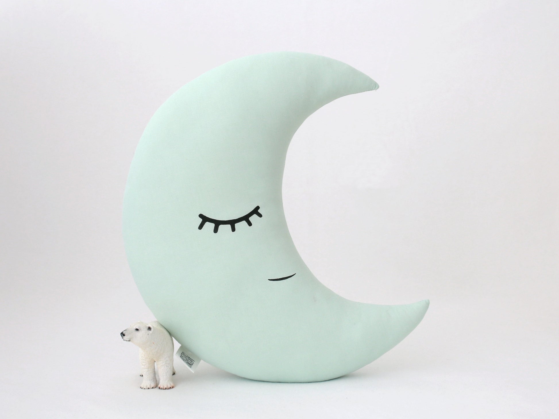 Green Mint Crescent Moon Pillow