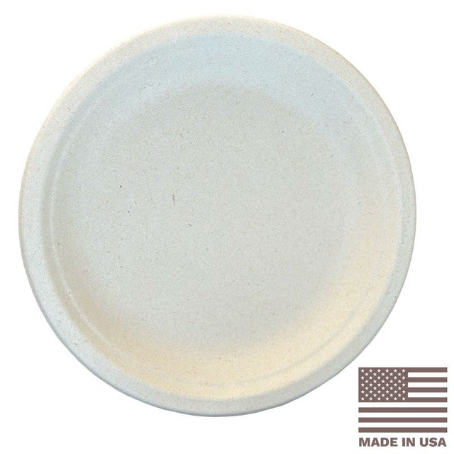 7" Made in USA Compostable Fiber Plates | No PFAS | 1,000/Case
