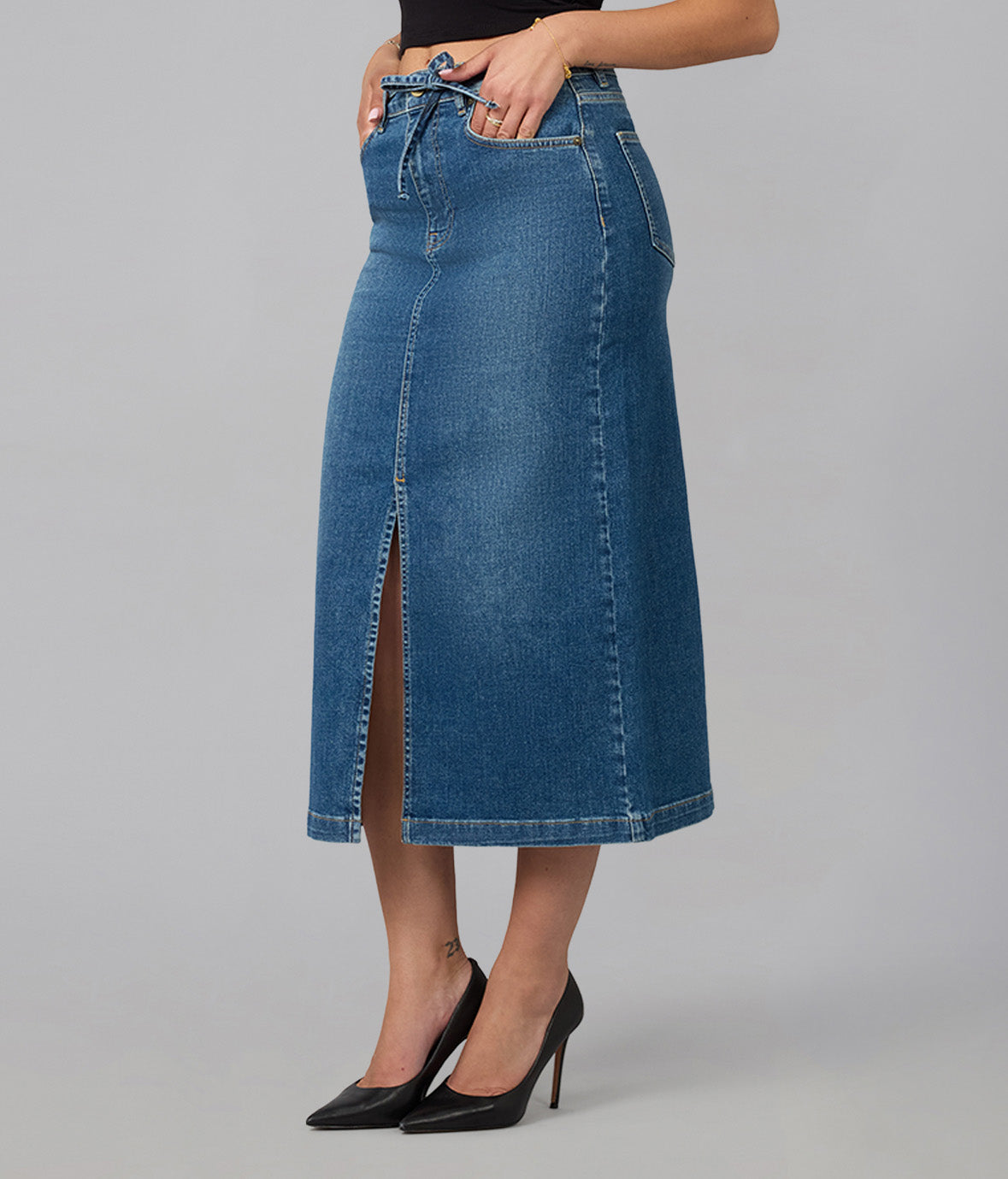 HALSTON-FN High Rise Maxi Skirt