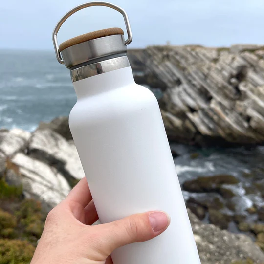 Stainless Steel Water Bottle with Bamboo Lid