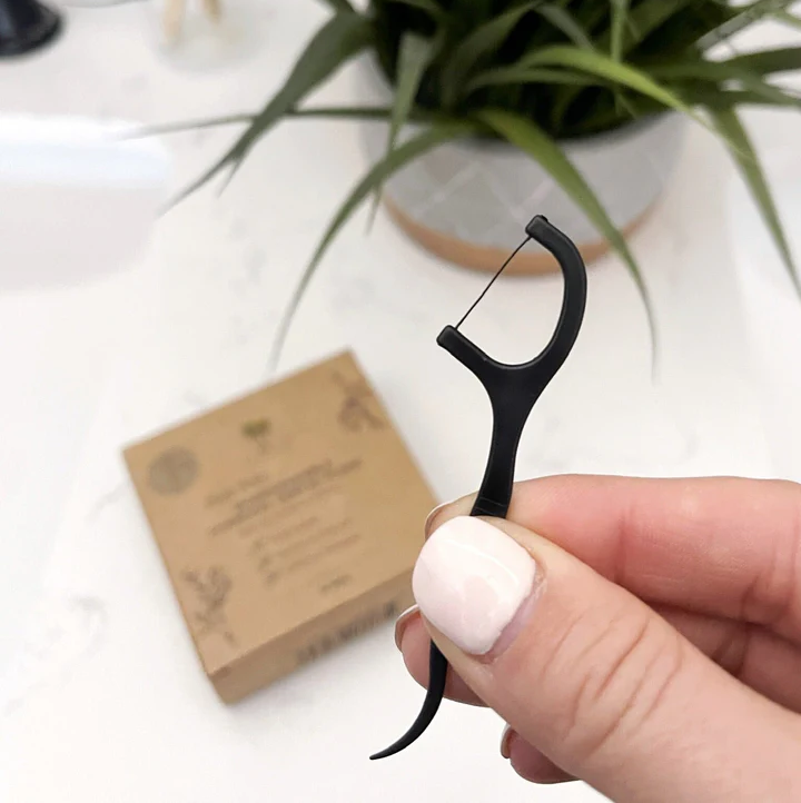 Biodegradable Charcoal Dental Floss Picks