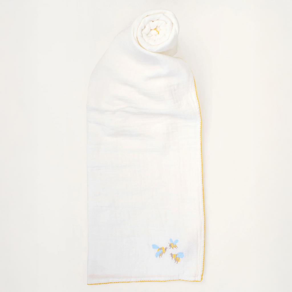 Bumblebee Embroidered Shawl Blanket