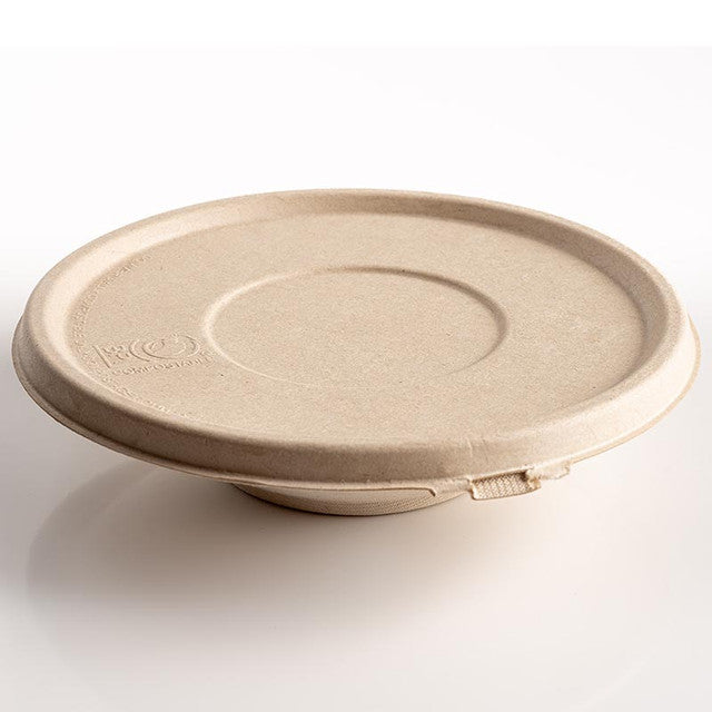 24 & 32 oz Compostable Fiber Round Bowl Lids | No PFAS | 400/Case