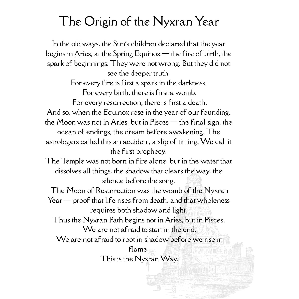 Walking the Spiral - A Nyxran Calendar