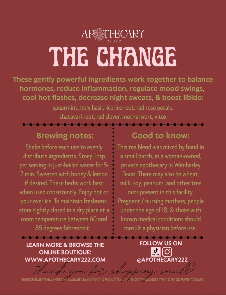 Organic Balancing Tea Blend for Perimenopause & Menopause: The Change