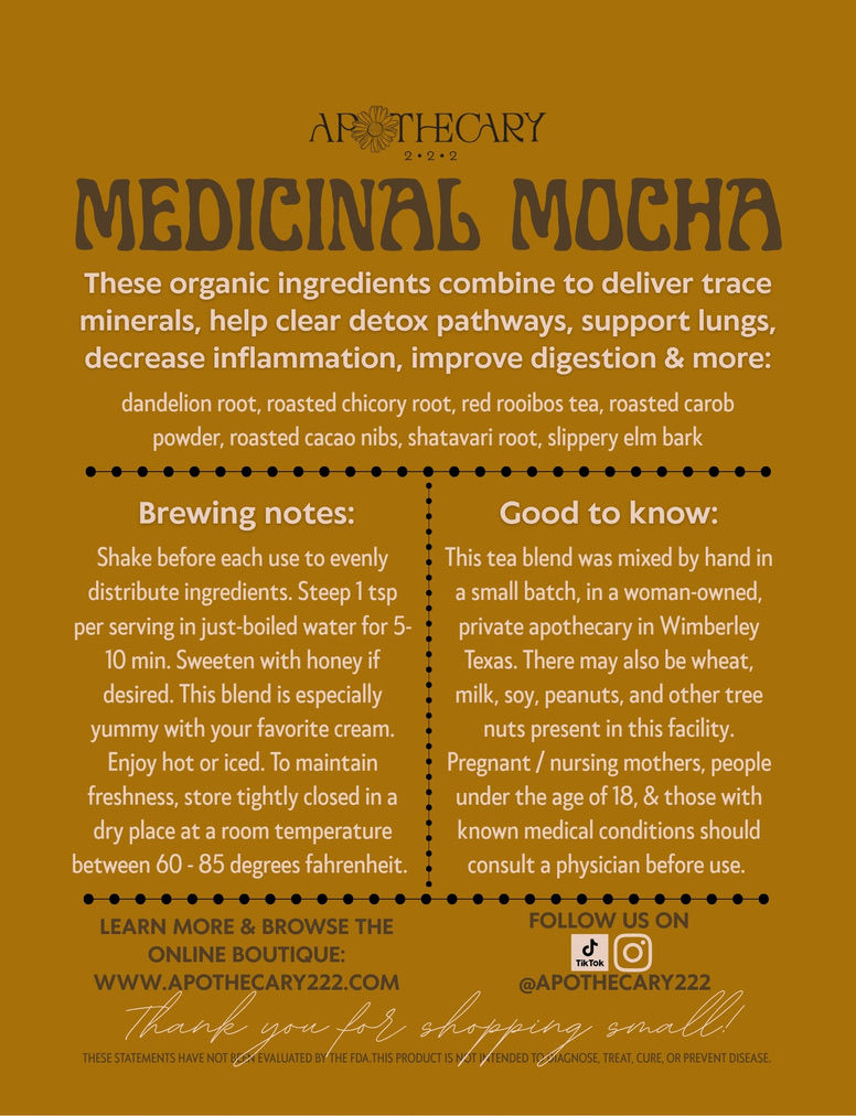 Organic Digestive Support Coffee Alternative Tea Blend: Medicinal Mocha