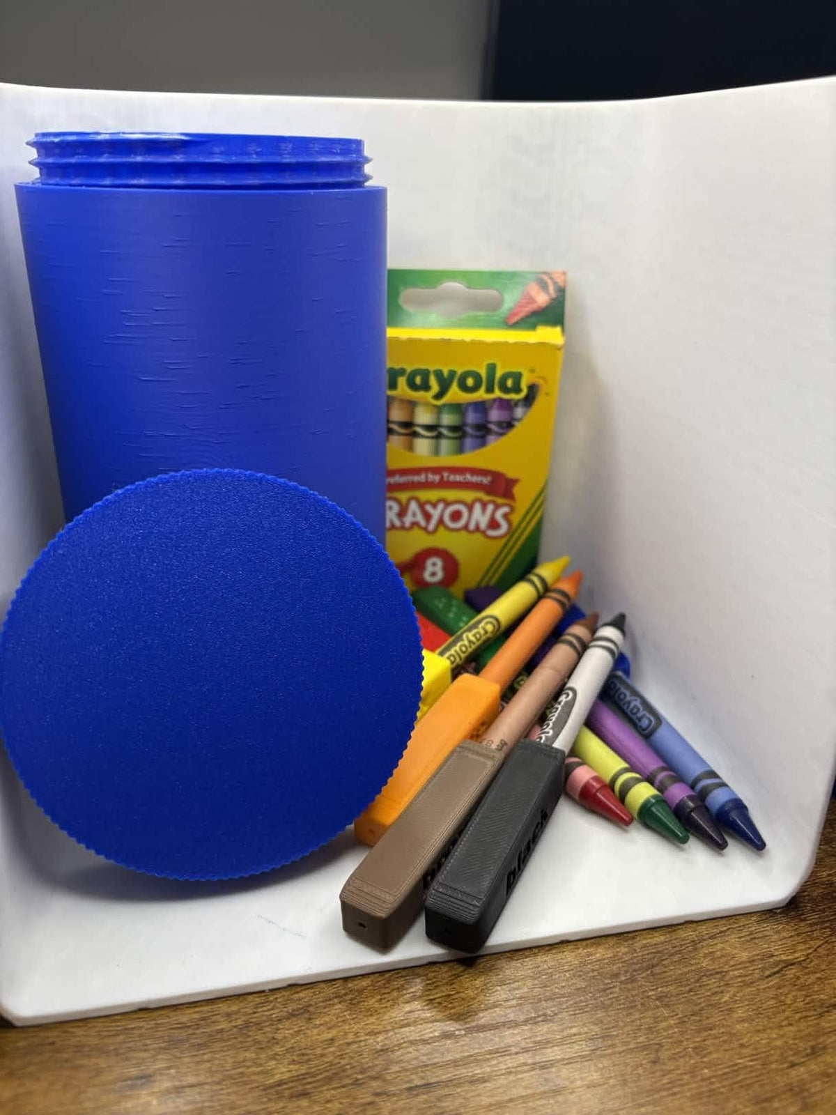 3D Printed Crayon Holder + Braille Caps Set | Crayola 8-Pack Accessible Coloring