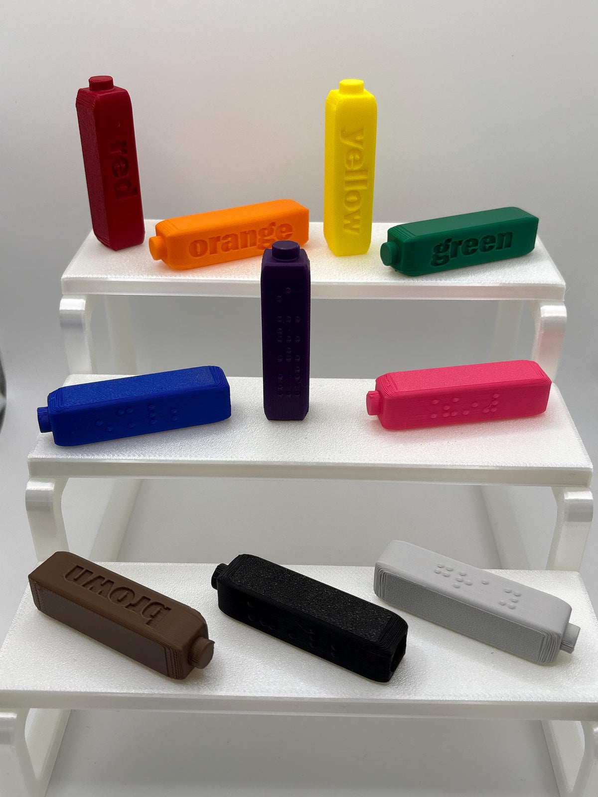 Braille Marker Toppers for Crayola Fine Line Markers, Color ID Aid (10 Pack)
