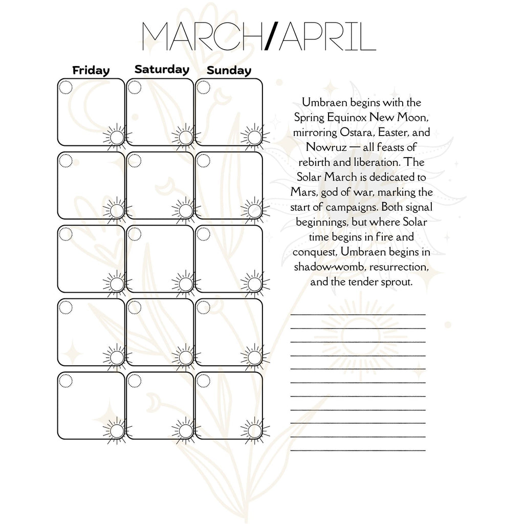 Walking the Spiral - A Nyxran Calendar