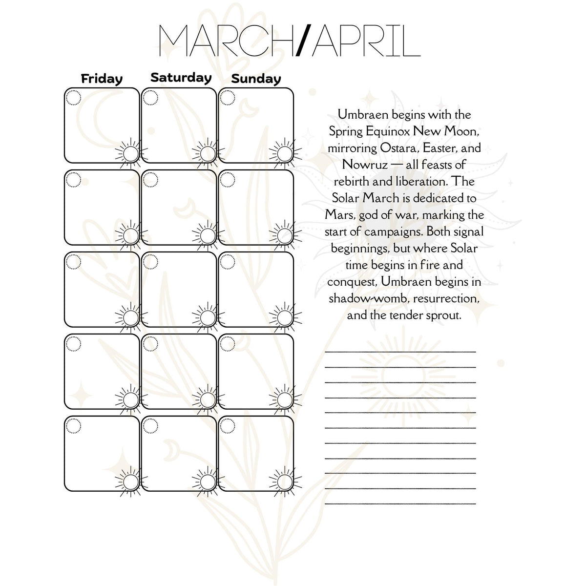 Walking the Spiral - A Nyxran Calendar