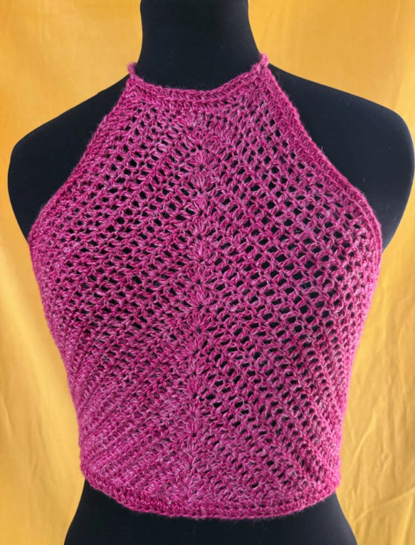 Fuchsia Maze Crochet Top