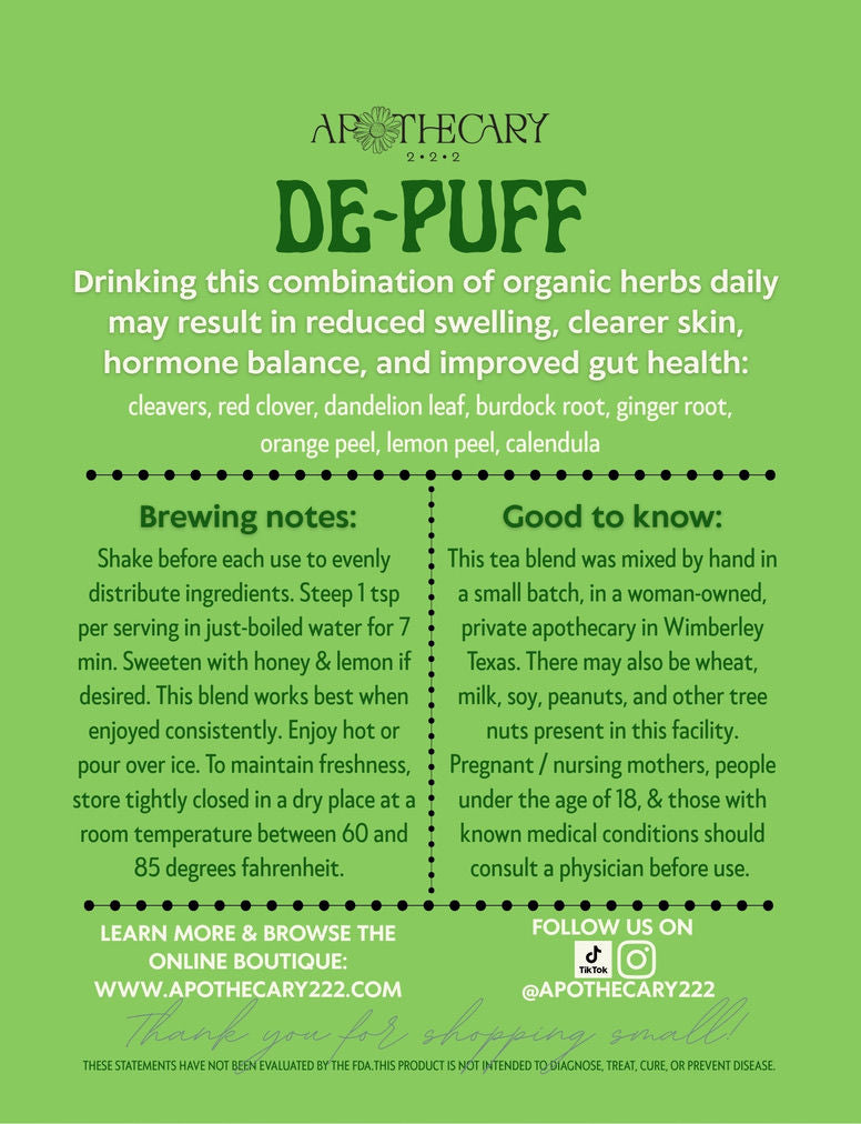 Organic Liver and Lymph Detoxifying Tea Blend: De-Puff