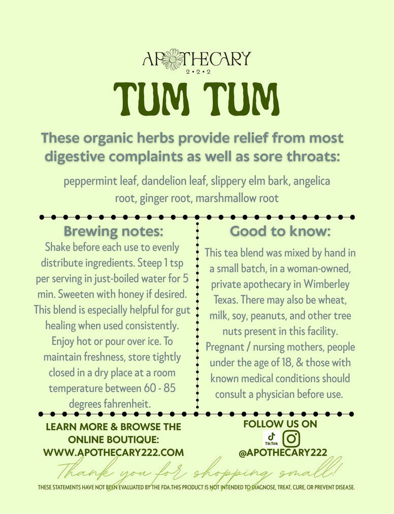 Organic Tea Blend for Soothing Digestive Troubles: Tum Tum