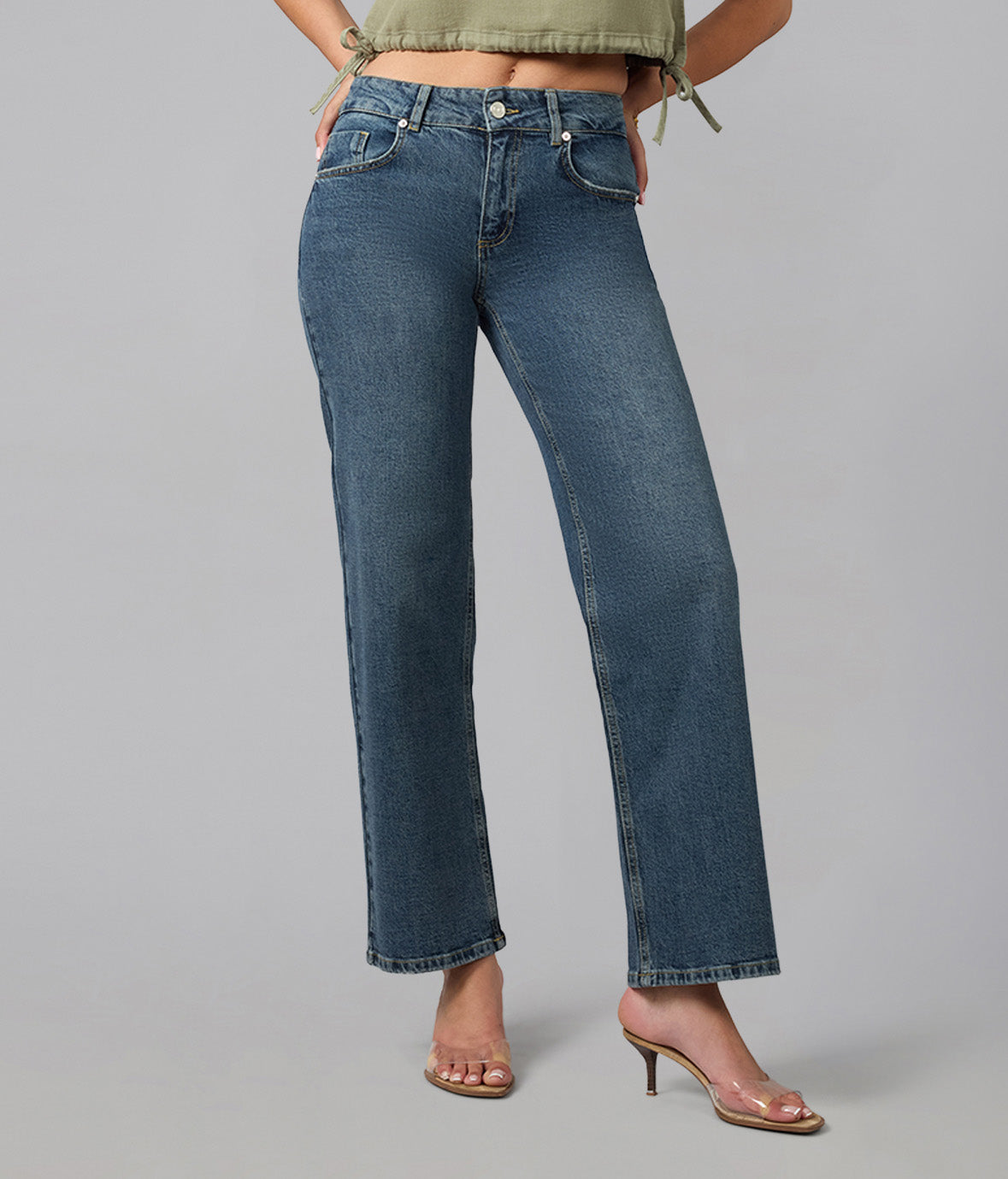 MIRO-FN Mid Rise Comfort Straight Jeans