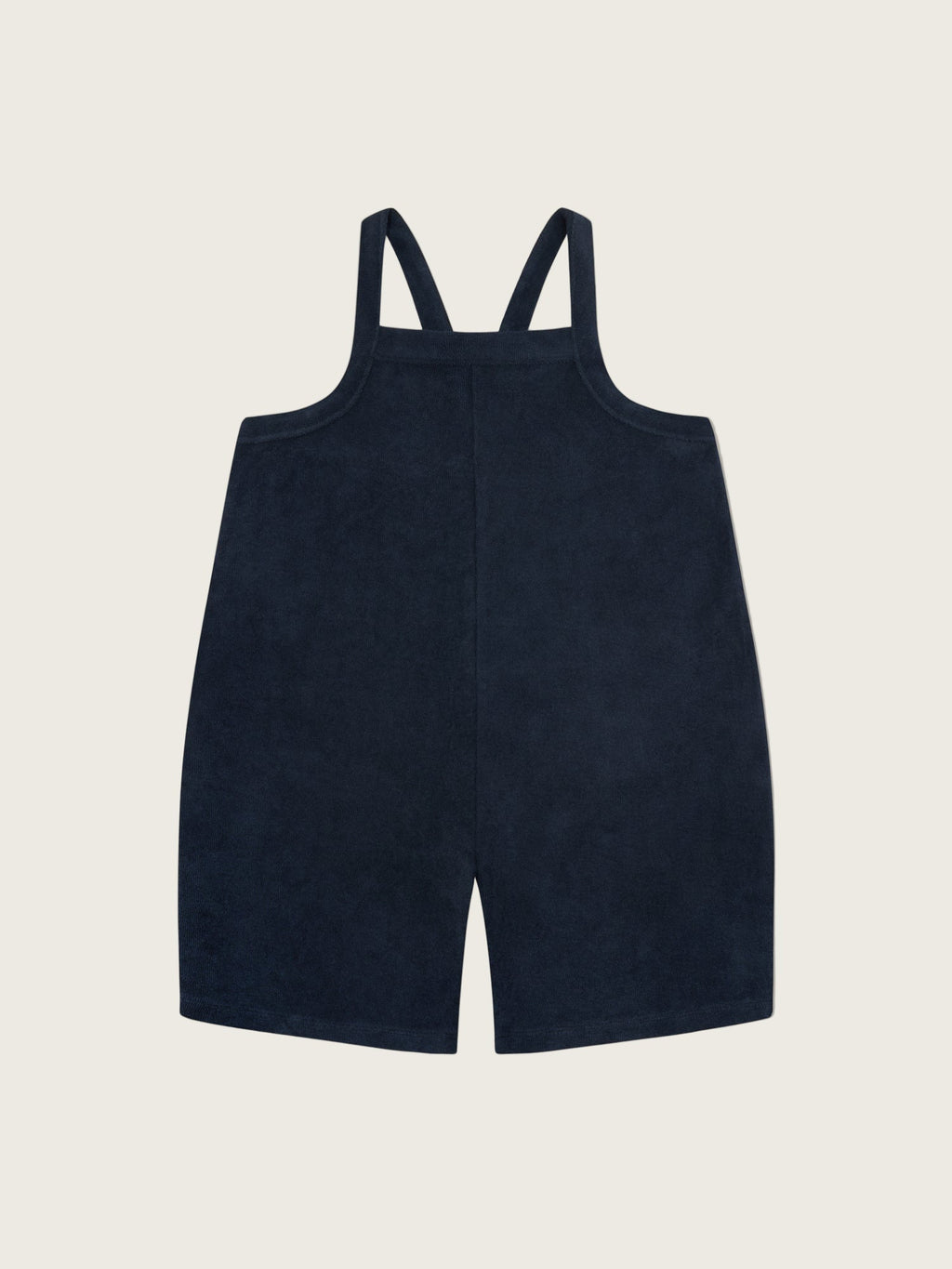 Navy Terry Cropped Dungarees