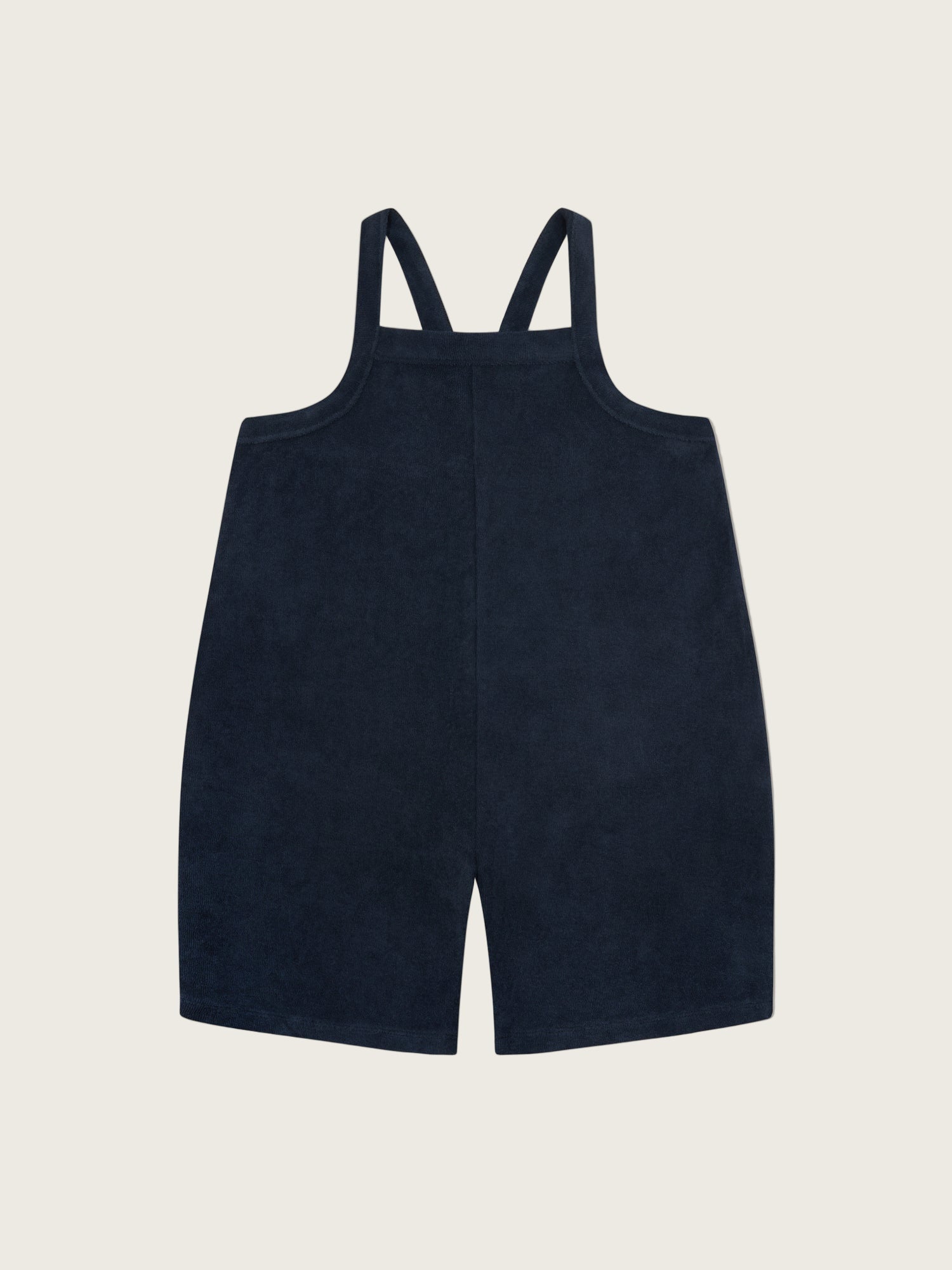 Navy Terry Cropped Dungarees