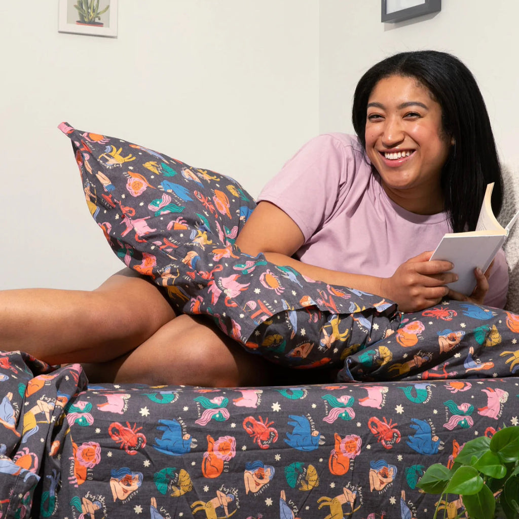 Cotton Sateen Pillowcase Set of 2 - Zodiac
