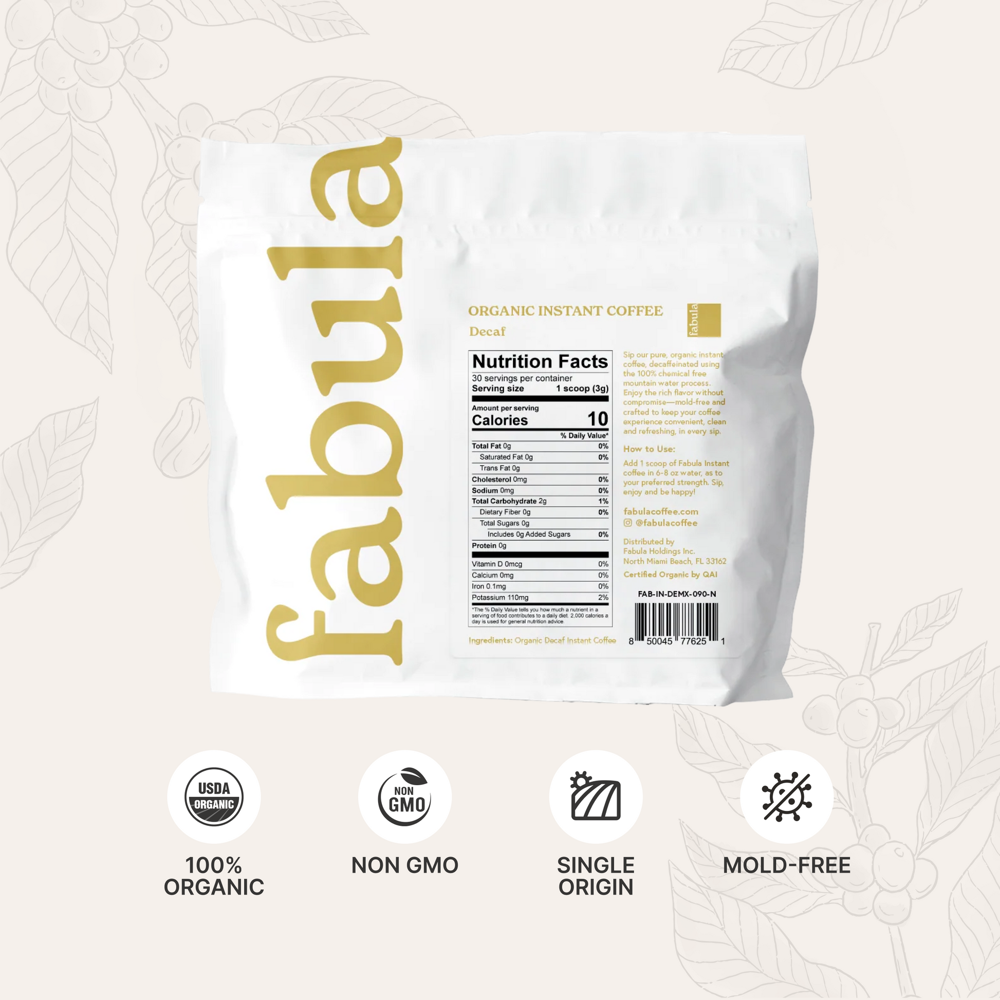 Organic Instant Coffee, Decaf - 90g