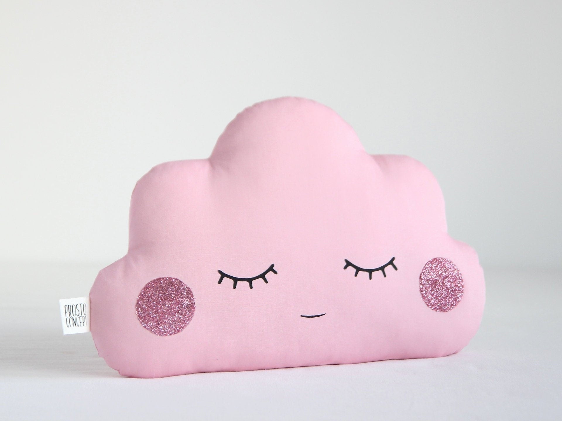 Pink Small Cloud Pillow with Glitter Cheeks