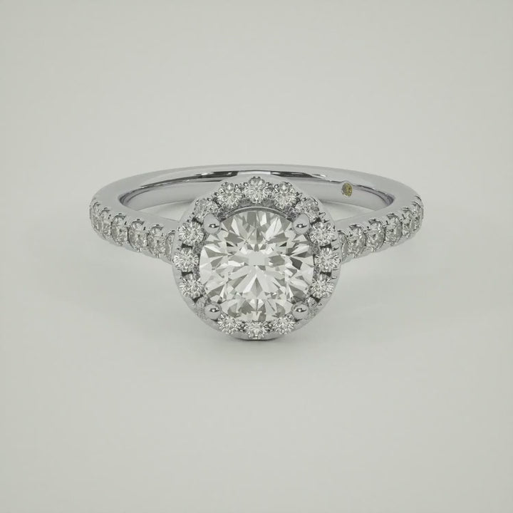 Lab Created Diamond Engagement Ring | Flare White Gold Cathedral Halo Round