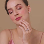 Lab Created Diamond Engagement Ring | Flare White Gold Cathedral Halo Round