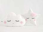 Set of 2 White Pillows - Cloud Pillow and Star Pillow with Tulle Flower