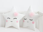 Set of 2 White Pillows - Cloud Pillow and Star Pillow with Tulle Flower
