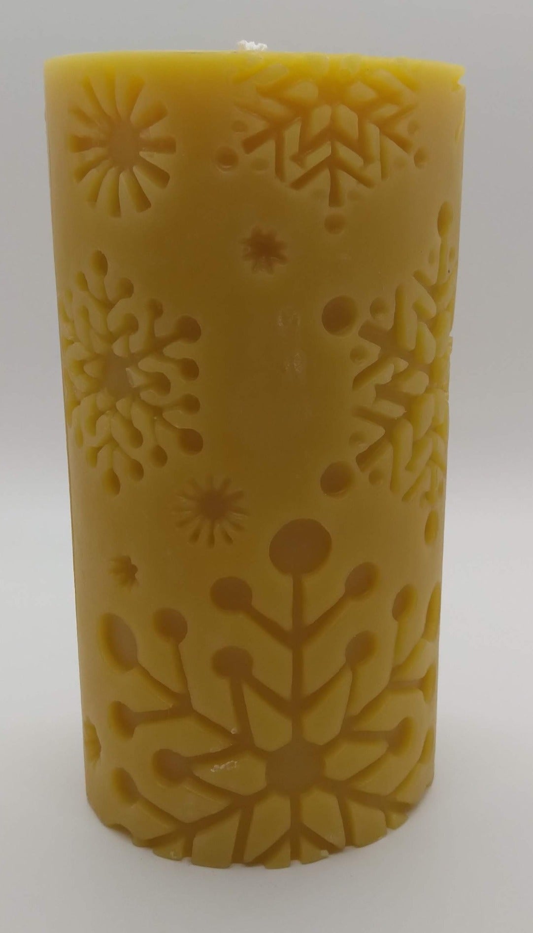 Snowflake Cylinder Beeswax Candle