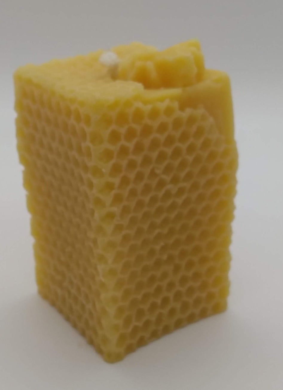 Square Honey Comb with Bee Beeswax Candle